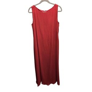 Cynthia Howie Coral 100% Silk Crinkle Maxi 90s Lettuce Hem 14P Wedding Guest